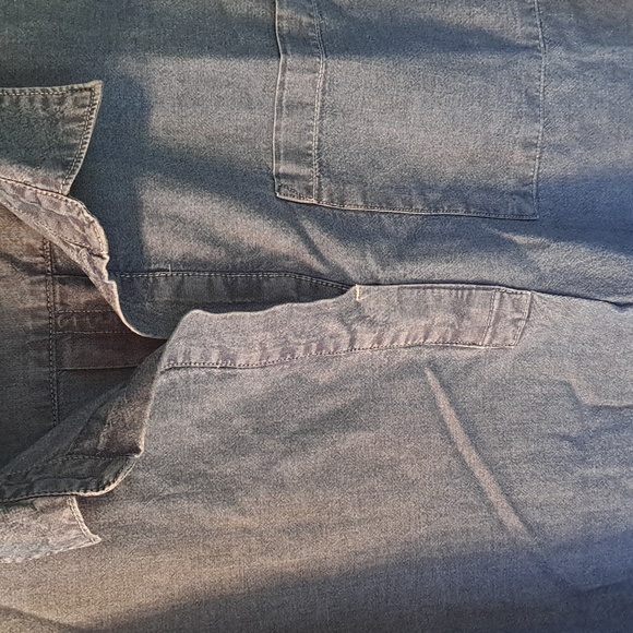 LIZ CLAIBORNE NWT Womens Blue Organic Cotton Long Sleee, V Neck, Blouse, SZ XL - Picture 4 of 10